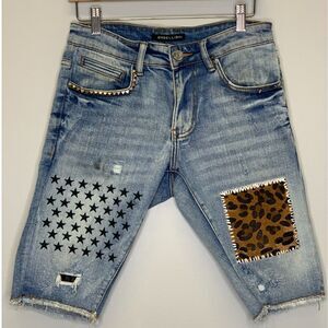 Embellish Mens Patchwork Shorts Grunge Hip Hop Size 28